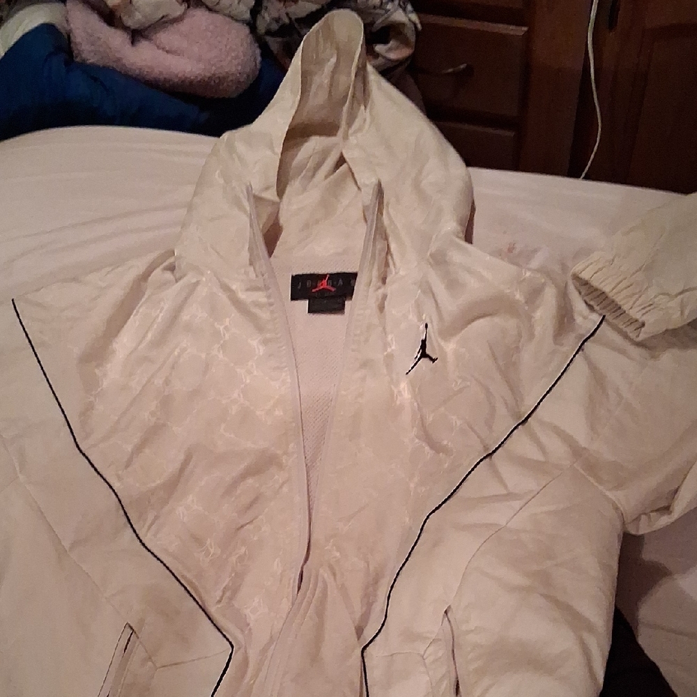 Jordan Windbreaker in White with Black Details